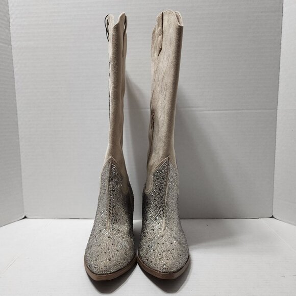 New Madden NYC Tall Embroidered Western Boots w/Stones Sparkle - Glitter Size 10 - Picture 4 of 9